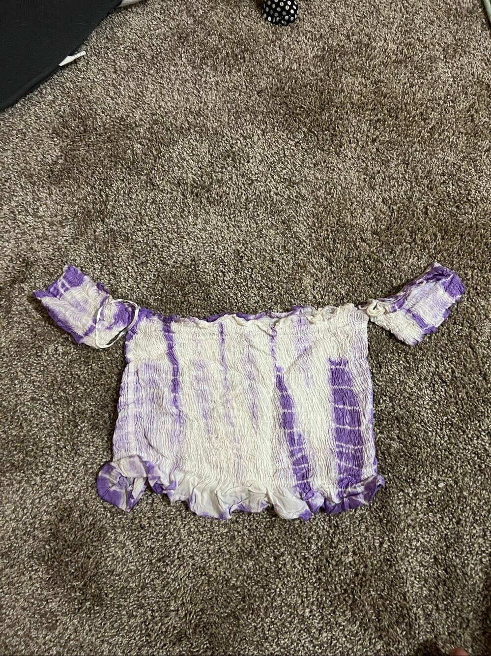 Kiwi & Punch Purple And White Top Womans Small New